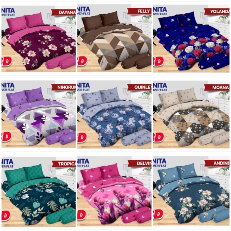 Bedcover Bonita Ukuran 180x200 Plat / Bedcover Bonita 180x200 Set