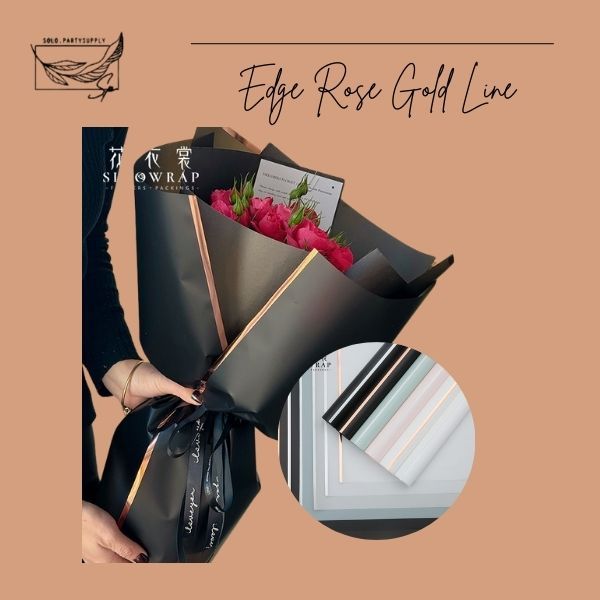 

(SW) TERLARIS Wrapping Paper list Rose Gold Line Cellophane Kertas Buket Handbouquet / buket cantik / ornament dekorasi buket