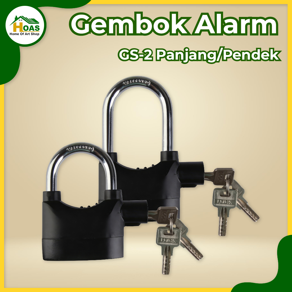 Hoas Official Shop Gembok Alarm Kunci Gembok Anti Maling Gembok Ring Panjang Pendek GS2