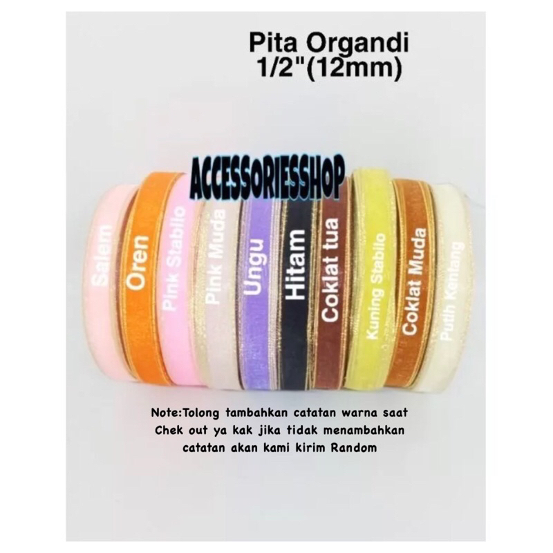 

Pita organdi list emas 1/2"(12mm)-1Roll