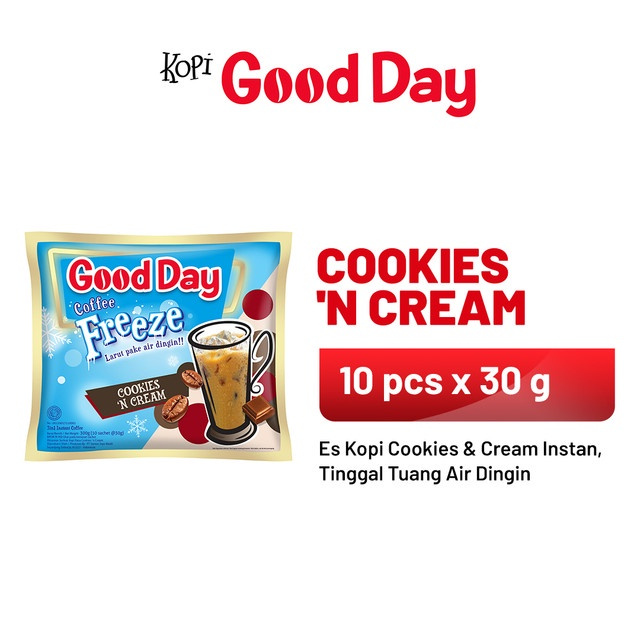 

GOOD DAY Coffee Freeze Cookies n Cream 1 Renteng (isi 10 sachet x 30 gr)