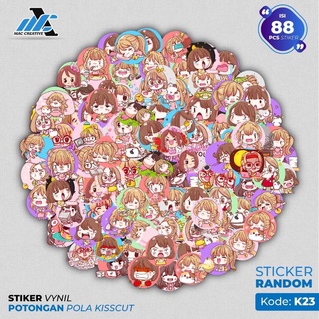 

Stiker Pack Girl Kawai Aesthetic Waterproof - Sticker Anti Air Untuk Laptop Case Hp Isi 88 pcs - K23
