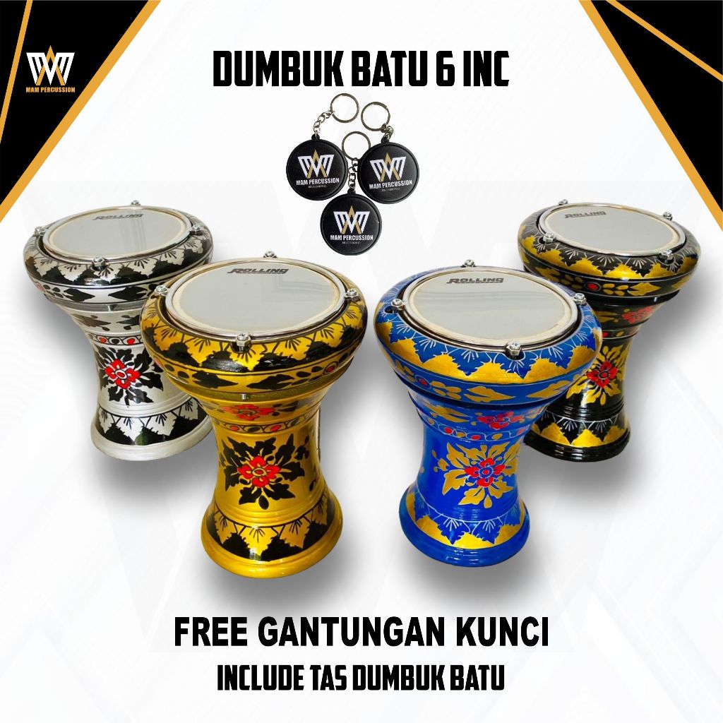 PROMOO Darbuka Anak Darbuka kecil dumbuk batu 6 inchi kayu termurah GRATIS GANTUNGAN KUNCI