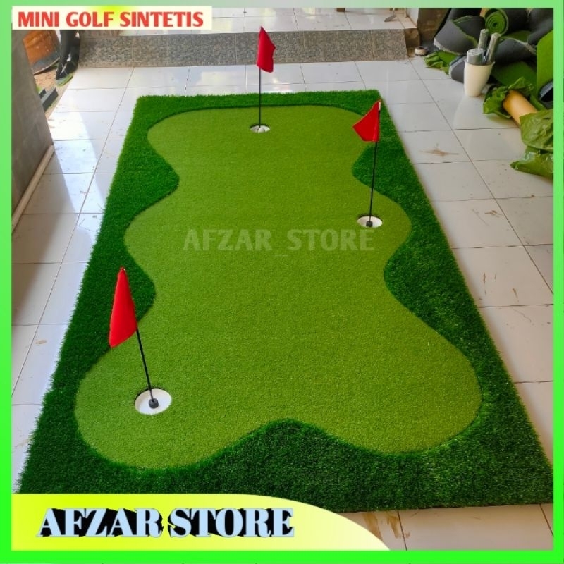 Lapangan Mini Golf Sintetis Ukuran 80 x 240 cm Siap Pakai - Lapangan Mini Golf Portable