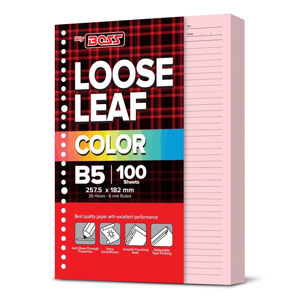 

[Pelangi Stationery] BigBoss Loose Leaf B5 100 Lembar Pink BBO LL 100 B5 170