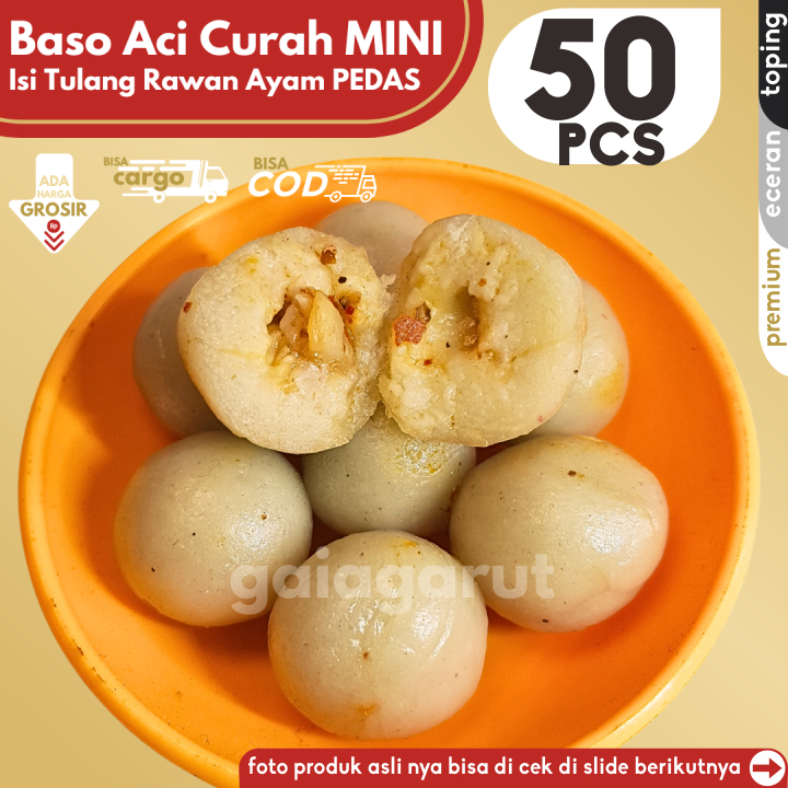 

Baso Aci CILOK MINI 50pcs PENTOL ISI TULANG RANGU/RAWAN AYAM PEDAS by GG