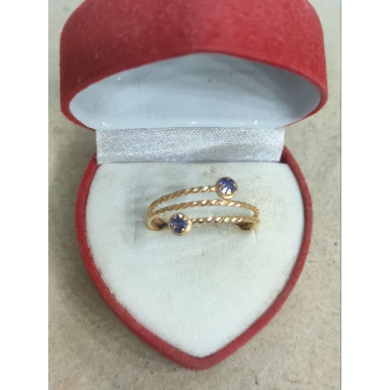 cincin spiral plintir mata ungu 1 gram emas muda