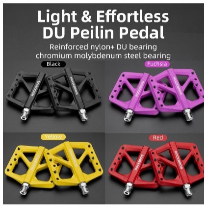 Rockbros M906 Nylon Pedal Sepeda DU Bearing MTB Seli Roadbike