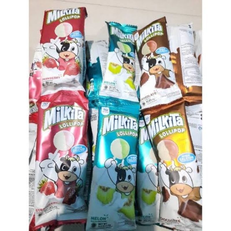 

Milkita lollipop Hanger rasa melon cokelat stoberi 10 pcs