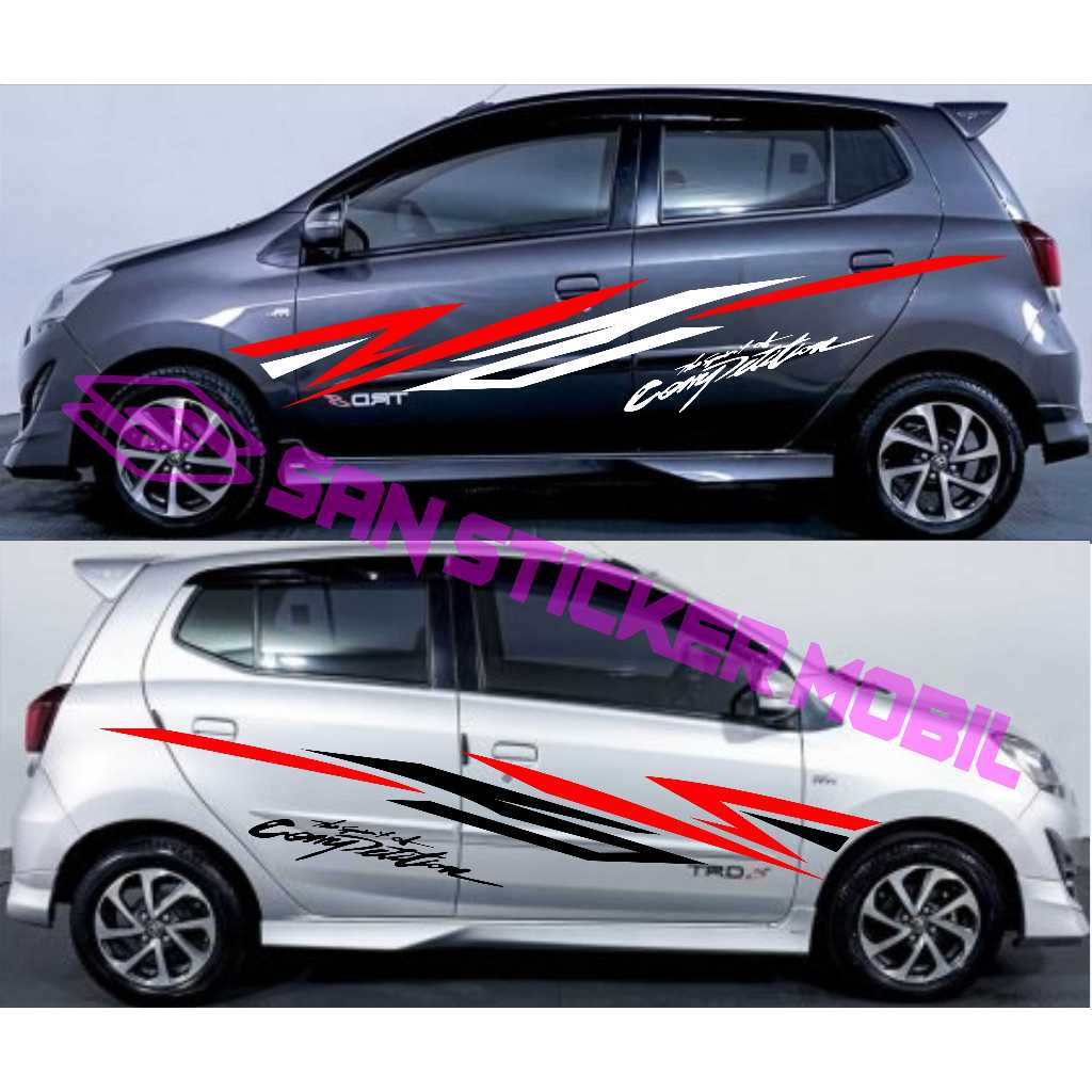 

0861 sticker cutting mobil agya mobil ayla brio type 2 baris bisa list body samping keren terbaru