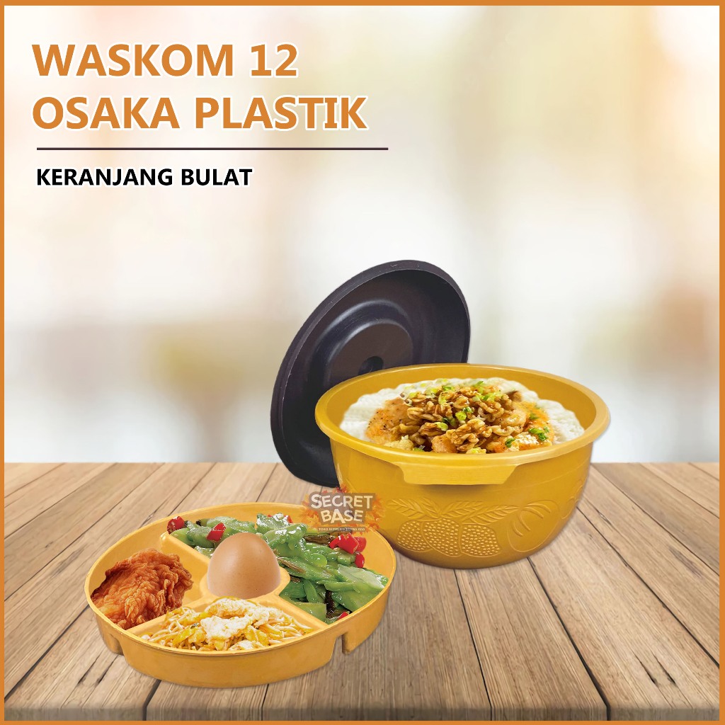 (Isi 12Pcs) Baskom Sekat Tutup - Baskom Hajatan / Waskom / Wakul / Bakul Nasi Plastik