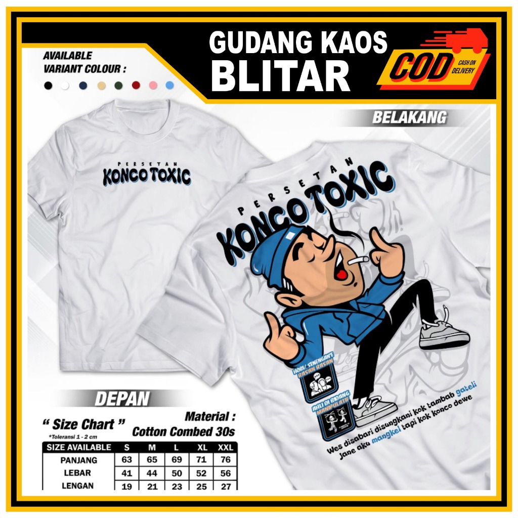 Kaos Dewasa Bahan Katun Ukuran Jumbo Baju Sindiran KONCO TOXIC Tsirt Pria Wanita Kaos Distro Lengan 