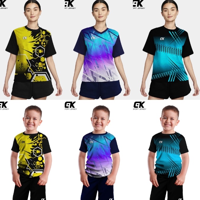 KODE G47H Setelan Couple Baju Wanita  Pria Dewasa  Anak Baju Olahraga Volly Badmintoon Senam Dll Siz