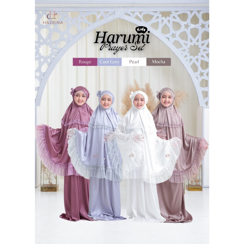 Harumi Prayer Set Kids By Hazrina | Mukena Anak Terbaru Bahan Silk | Mukena Polos Estimasi Usia 5-13