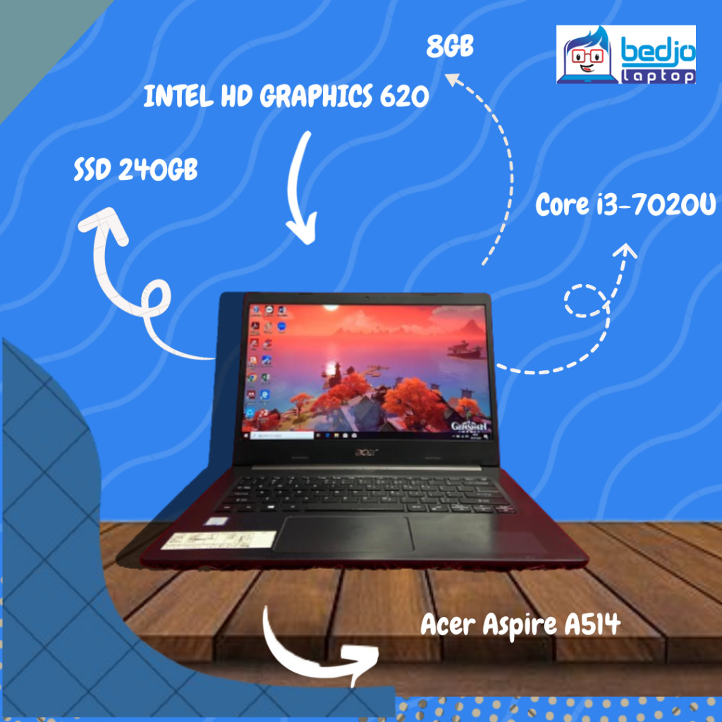 PALING KECE, Beli laptop bekas, Laptop Acer, ACER ASPIRE A514, Intel Core i3-7020U