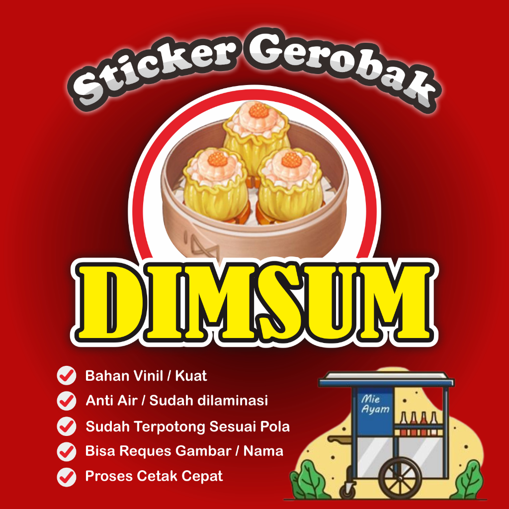 

Sticker Gerobak, Sticker Etalase, Sticker Nama Usaha, Sticker Dimsum, Sticker Custom, Sticker Kaca