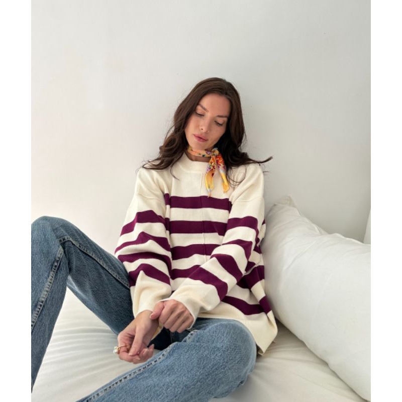 DIORA SWEATER DUSTY BLUE OLIVE GONEGANI