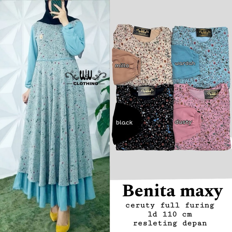 Benita maxy // gamis ceruty full furing