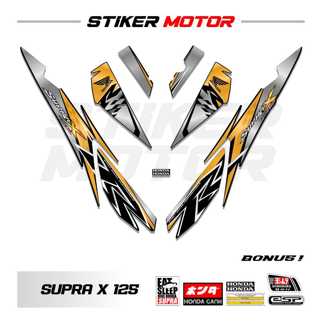 SP64 Striping Stiker Supra X 125 R 2010 Motif Ori Variasi Simpel Sticker Thai Style Wave 125 Concept