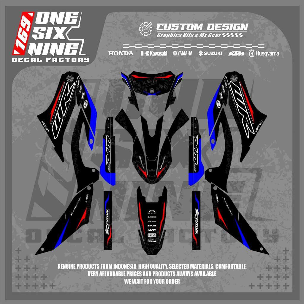 Decal Yamaha Wr 155 Hitam Biru - Decal Wr 155 Full Body Custom Design
