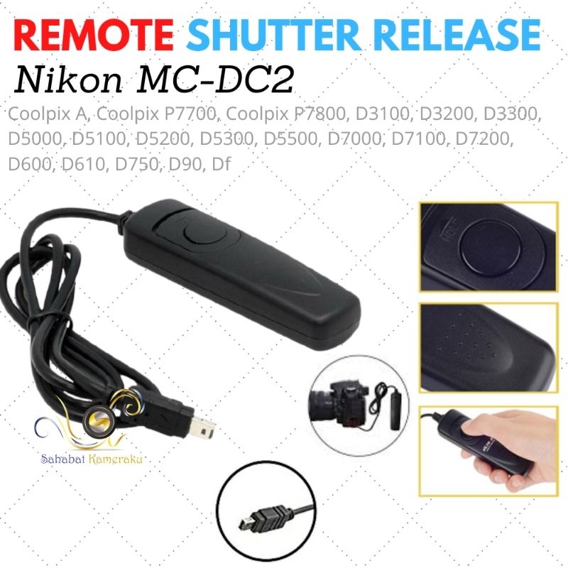 Wired Remote Shutter Release MC-DC2 Nikon Kabel COOLPIX A series COOLPIX P950 P1000 P7700 P7800 Df D