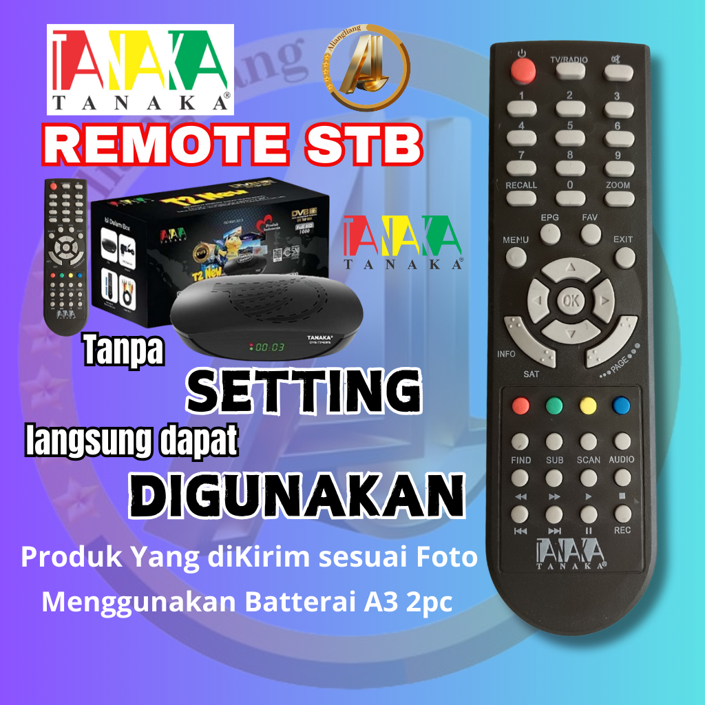 Remot Remote STB Set Top Box TANAKA Dus Hitam Body Plastik  DVB-T2