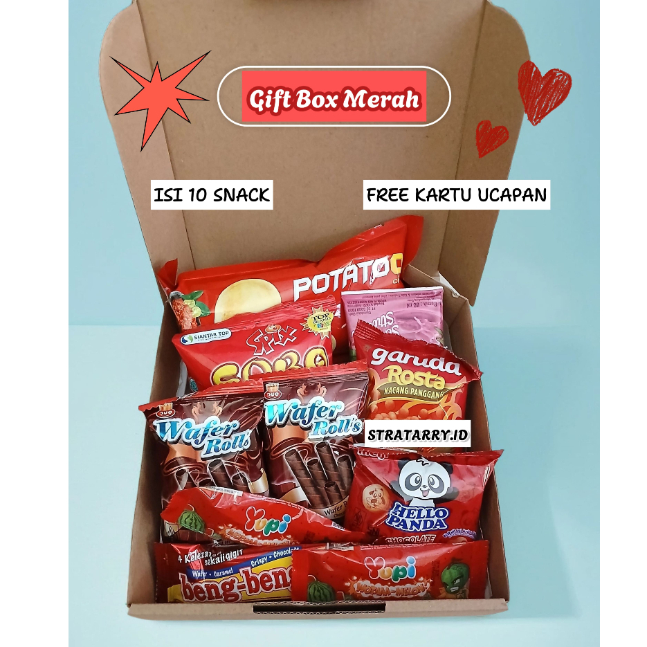 

HAMPERS SNACK BOX / GIFT BOX MURAH MERAH