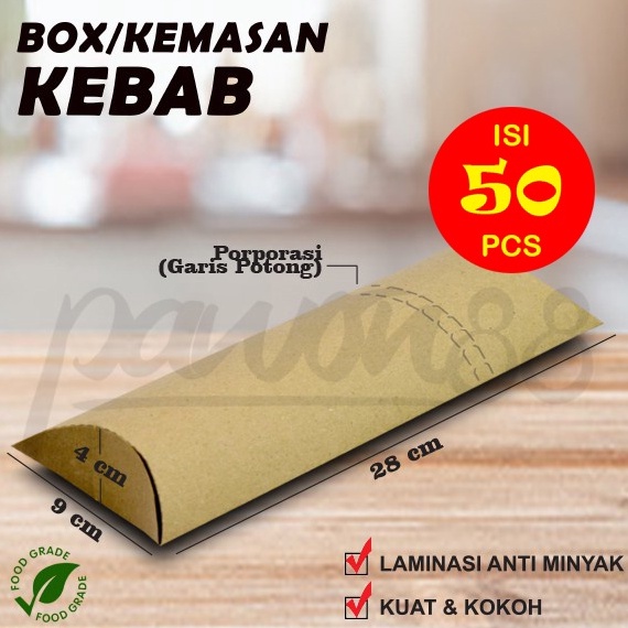 Best Seller Box Kebab  Dus Kebab  Kotak Kebab  KRAFT COKLAT  L  5 Pcs