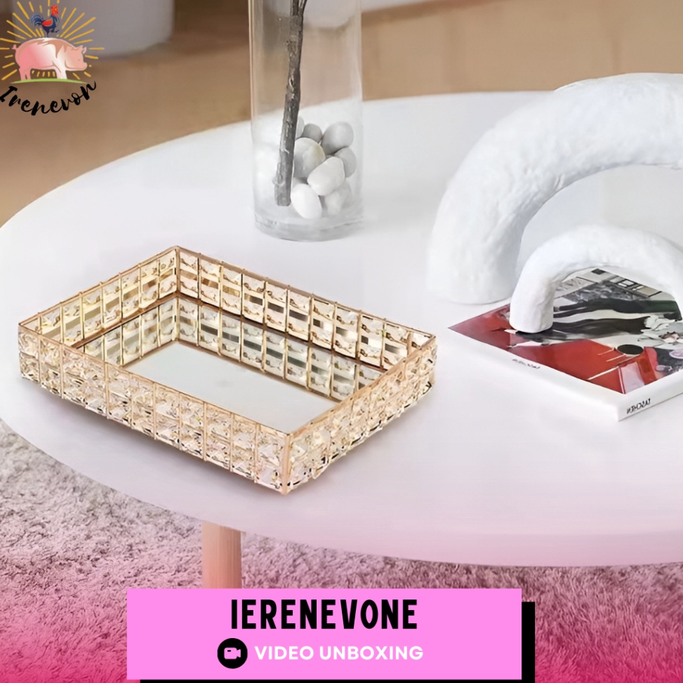 Siap Kirim Nampan kristal  Tray kristal  Nampan seserahan  Baki hantaran  European Luxury Gold Tray