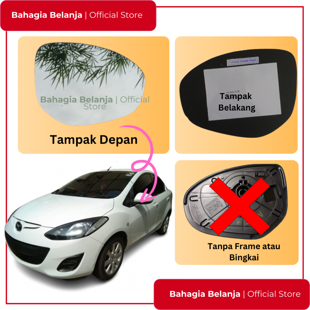 Kaca spion Mazda 2 tahun 2010 - 2015