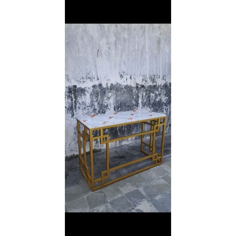meja dekorasi meja console meja hias meja hpl marmer marble putih