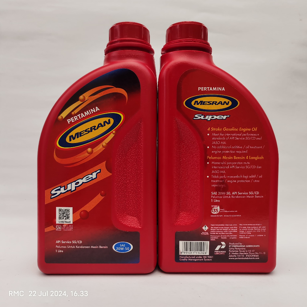 1 DUS OLI MESRAN SUPER 1 LITER PERTAMINA ISI 20 BOTOL