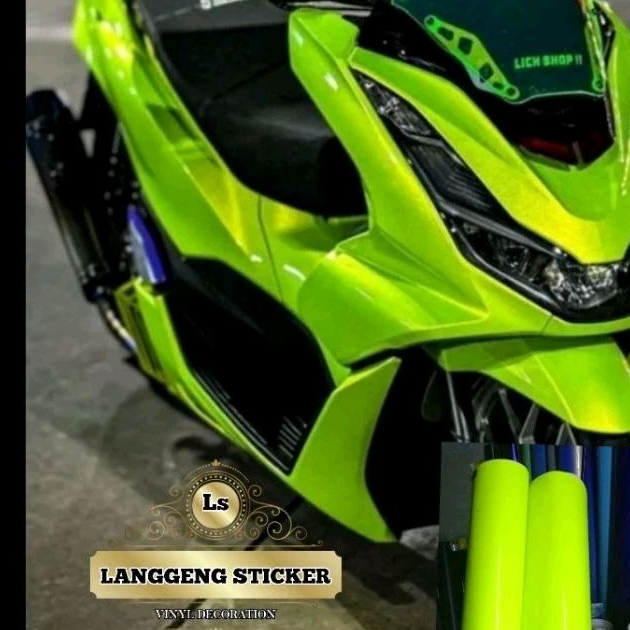 Stiker skotlet hijau muda glossy scotlite motor hijau stabilo sticker warna hijau