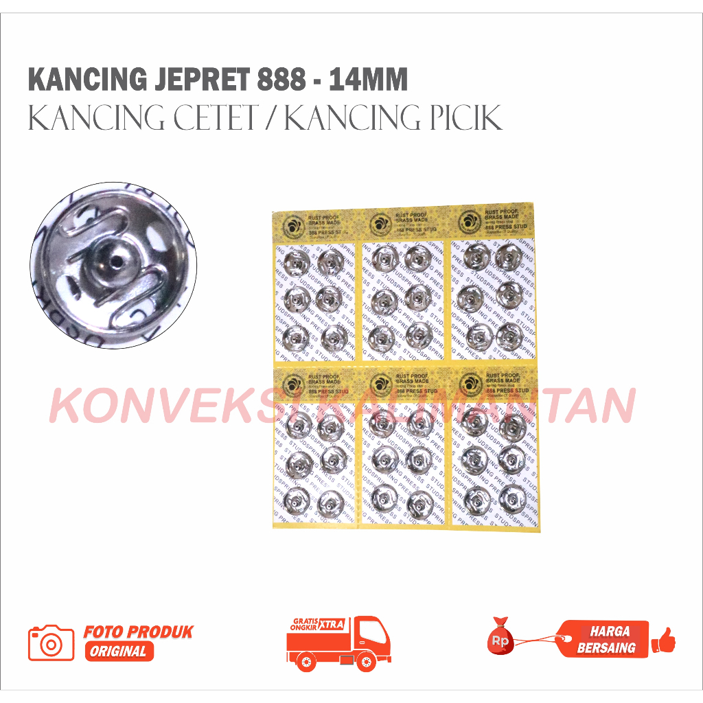 KANCING JEPRET 888 - 14 MM / KANCING PICIK 888 - PER PCS