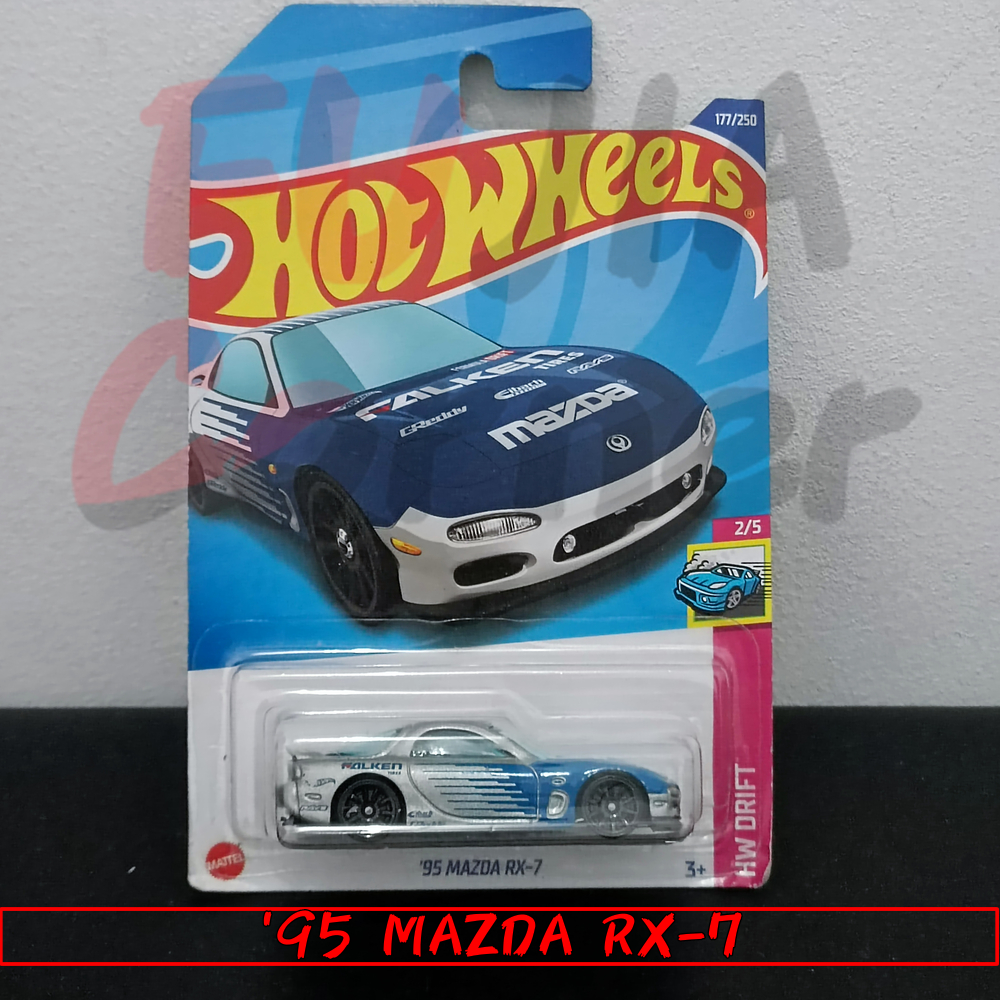 Hotwheels '95 Mazda RX-7 - Biru Putih - Falken Series