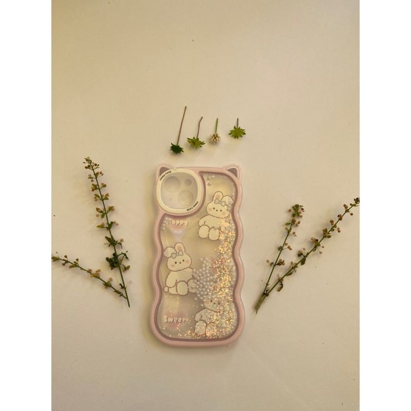 Aesthetic Case Iphone 13 Motif Beruang & Bunga