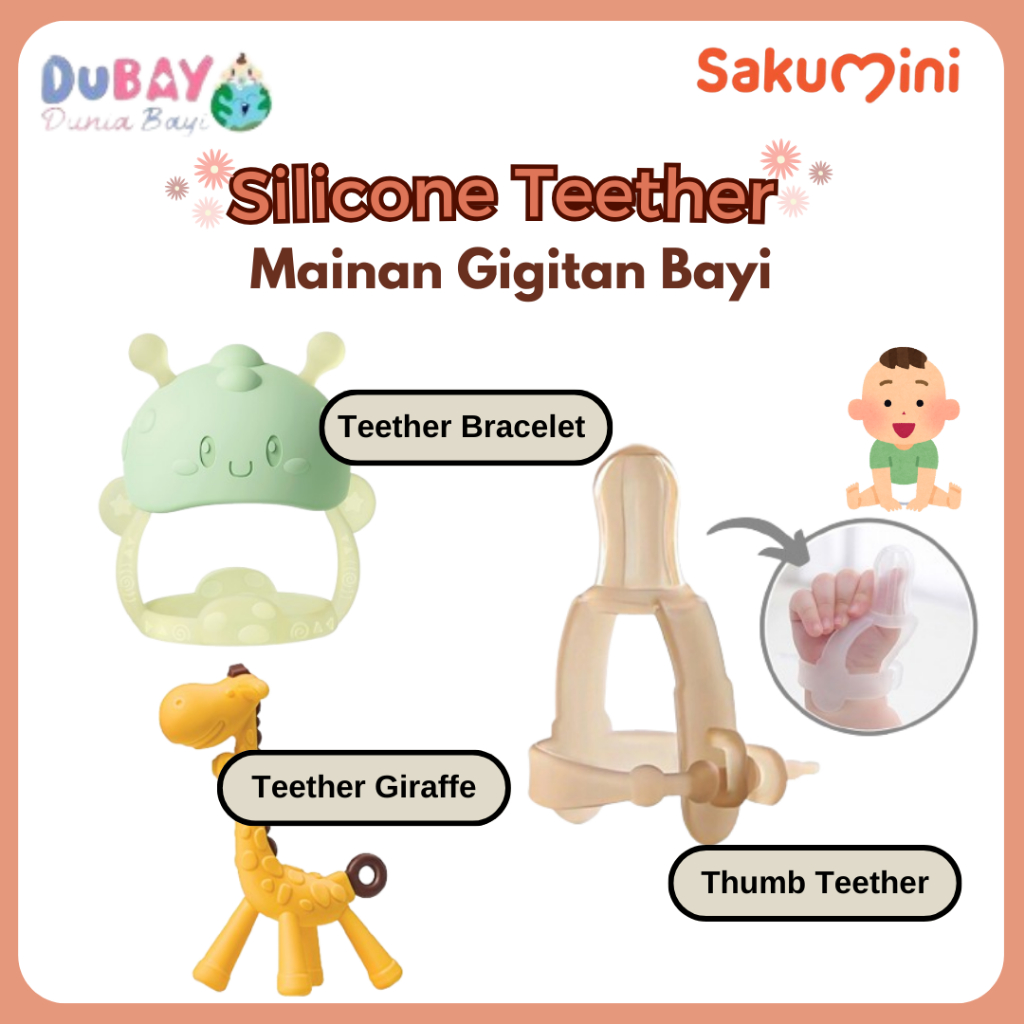 Sakumini Silicone Teether - Sakumini Thumb Teether Gelang Silicone Toy Mainan Empeng Gigitan Bayi | 