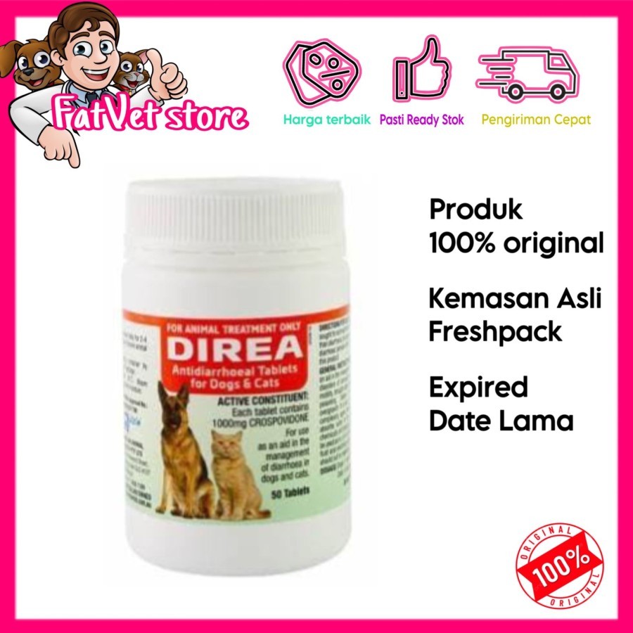 Direa obat diare kucing anjing tablet original per tablet