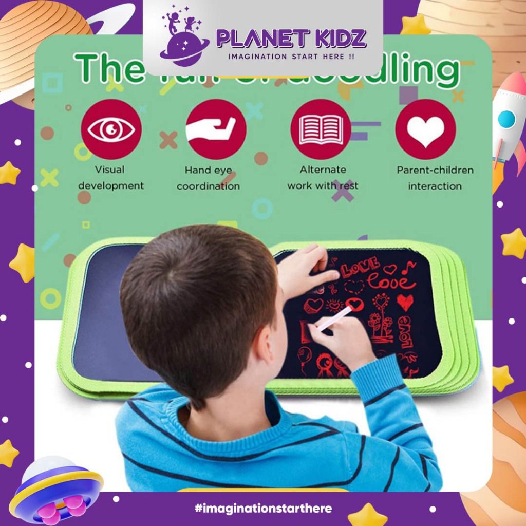 

PLANETKIDZ BK82 Buku Gambar Portable Ajaib Reusable Bisa Dihapus 10 Hal Free 2pcs Tissue dan 6 Spidol