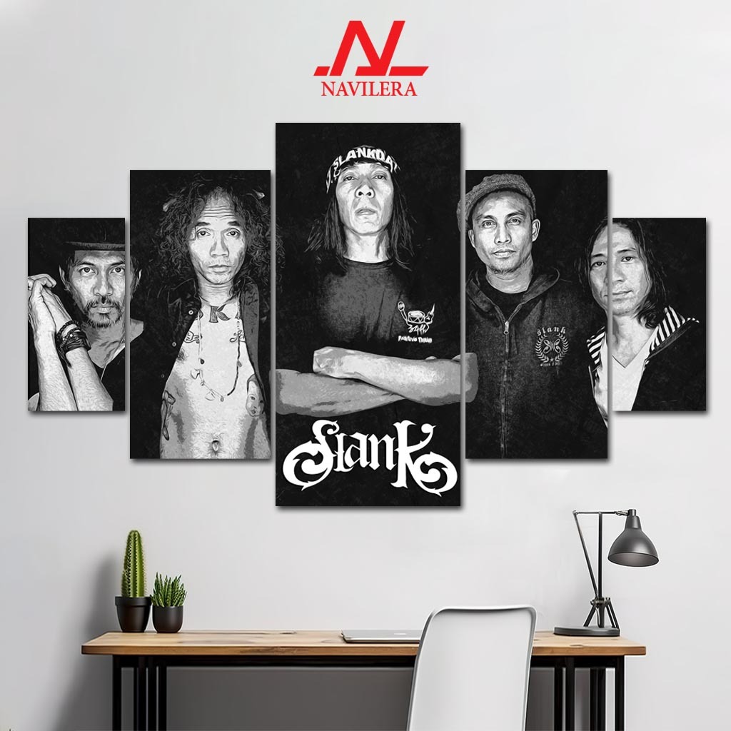NAVILERA.CO HIASAN PAJANGAN DINDING KAMAR POSTER BAND 1 SET SLANK 5 Pcs POSTER KAYU WALL DECOR