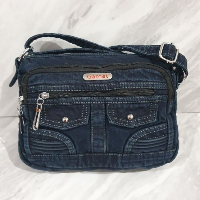 tas selempang wanita bahan jeans denim