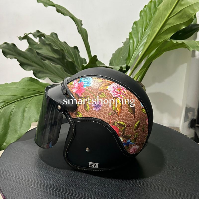 helm Bogo motif bunga helm Bogo wanita hijab cepol