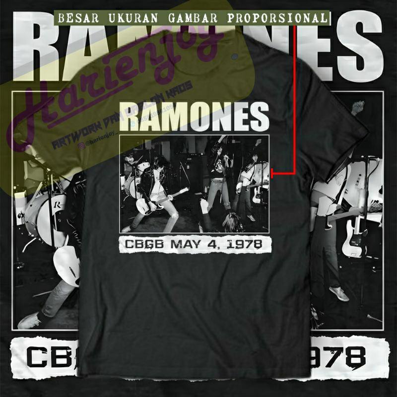 Kaos / T-Shirt Band Ramones Cbgb May 4,1978 / Tag Merchons Apparel