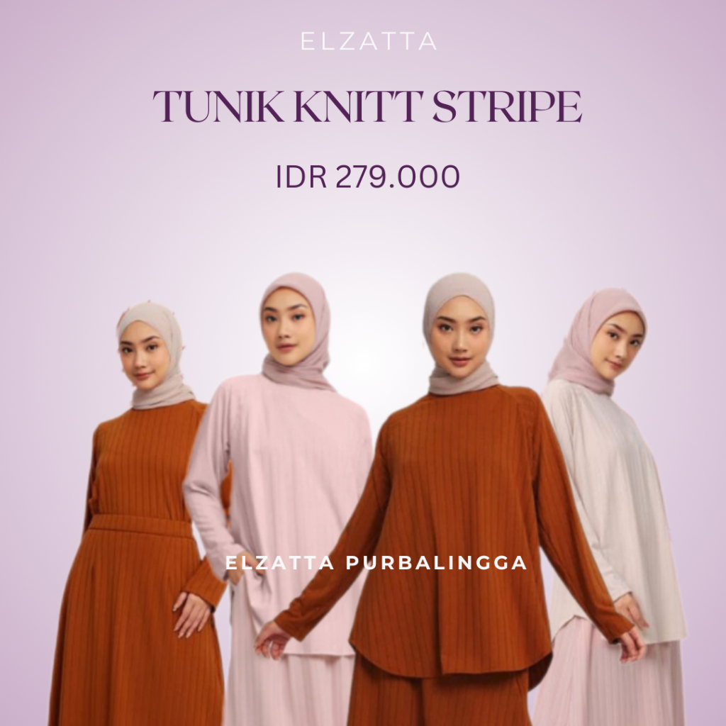 ELZATTA Tunik Knit Stripe Tunik Bahan Knit Dewasa Elzatta