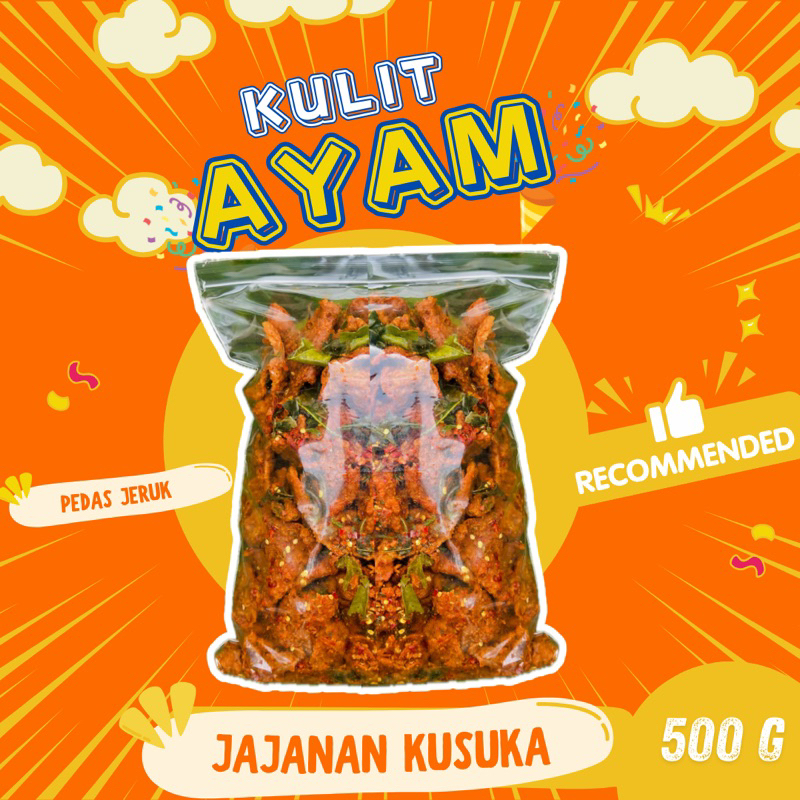 

Keripik Kulit Pedas 1/2 kg - KULIT AYAM CRISPY PEDAS DAUN JERUK - KERIPIK KULIT AYAM