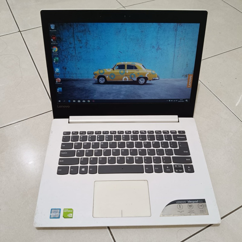 Laptop Lenovo Ideapad 320, Model Slim, Warna White Full.  Spesifikasi - Processor : Intel Core i3-60