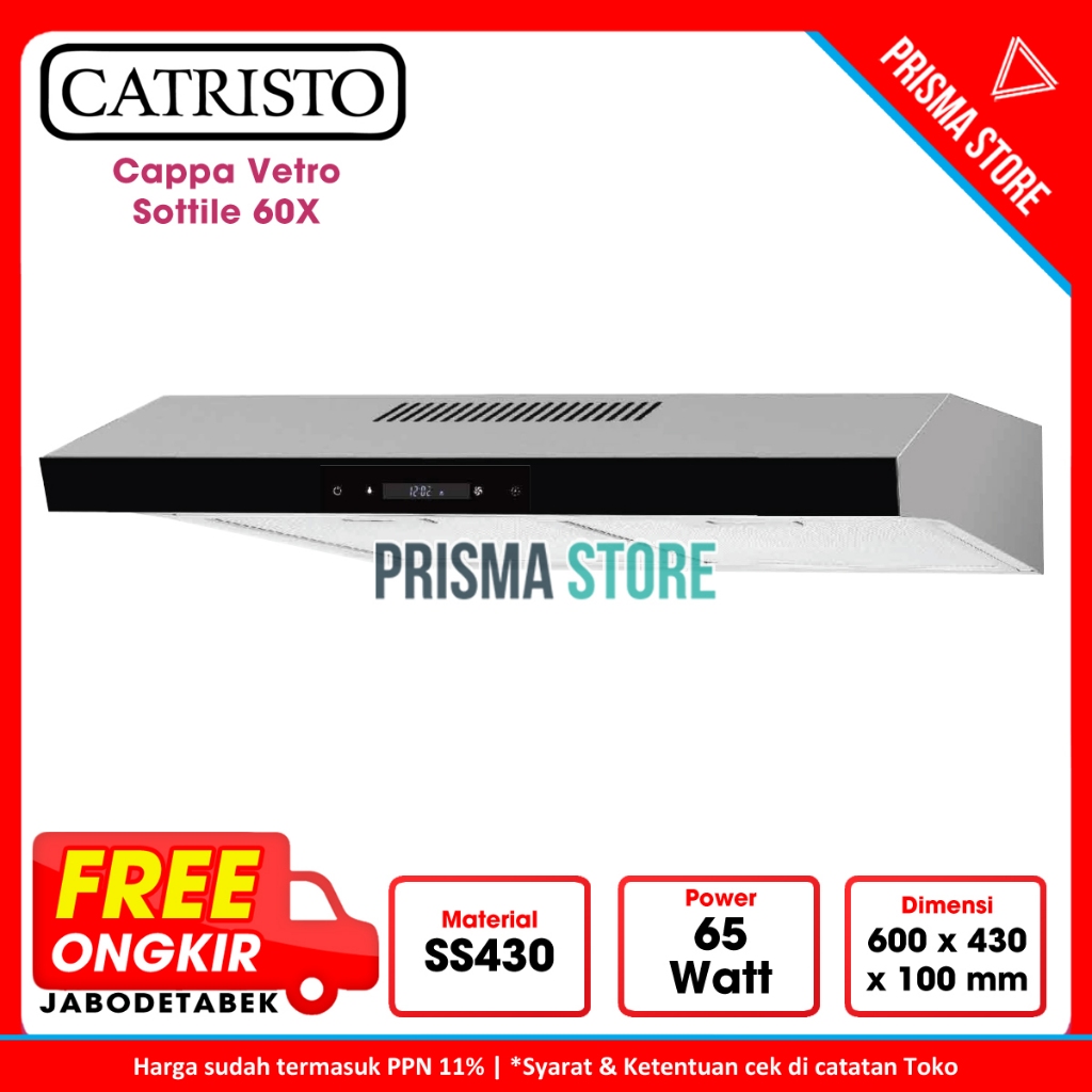 Catristo Cappa Vetro Sottile 60 X - Cooker Hood Modern