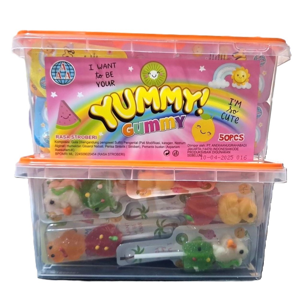 

PERMEN LUNAK LOLY LOLI YUMMY GUMMY ISI 50PC FREE BOX