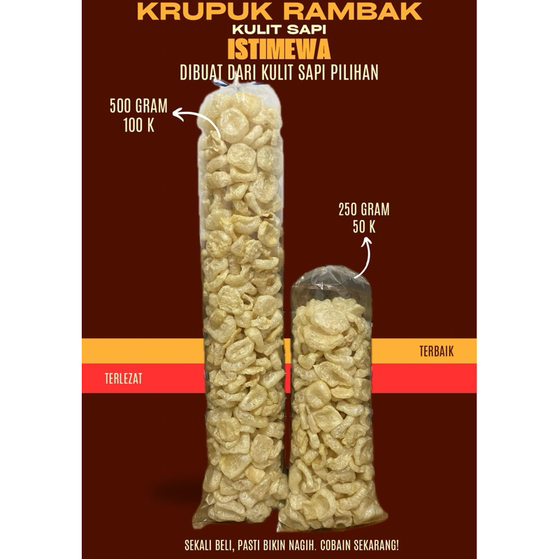 

Kerupuk Rambak Kulit Sapi Premium Istimewa 250 Gram