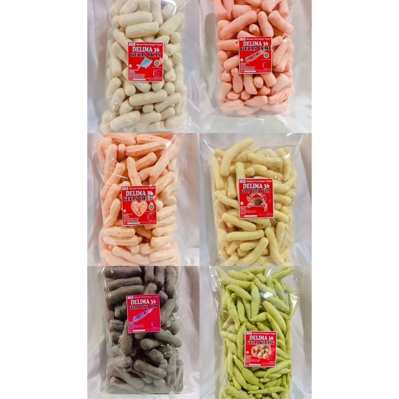 

kerupuk getas Ikan, udang, cumi cumi, kerang, kepiting, tintah cumi cumi asli khas bangka, enak & bergizi, terbuat dari bahan pilihan, higienis & tanpa bahan pengawet. 500 gram